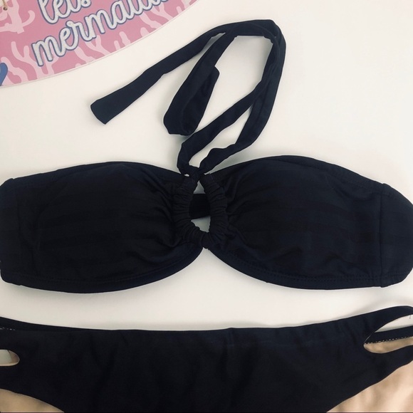 Mystic Bay  bikini top with black bottoms size L - Picture 2 of 9